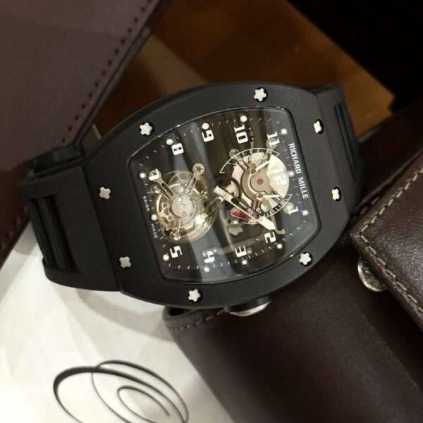 Richard Mille Replica 11 Watch RM001 Tourbillon Black Ceramic Highest Quality 42mm