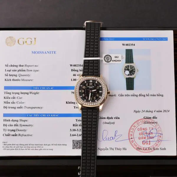 Patek Philippe Replica 1:1 Watch Aquanaut 5067 Moissanite Diamond Rose Gold Plated 35.6mm