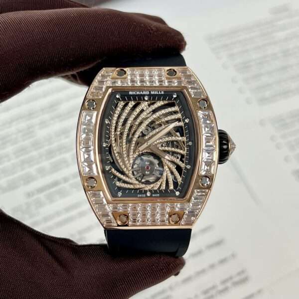 Richard Mille RM51-02 Rose Gold Baguette Replica Watch 40MM