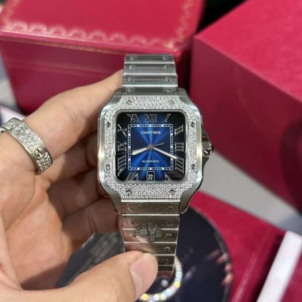 Cartier Replica Watch Santos Custom Moissanite Diamonds BV Factory 39.8mm