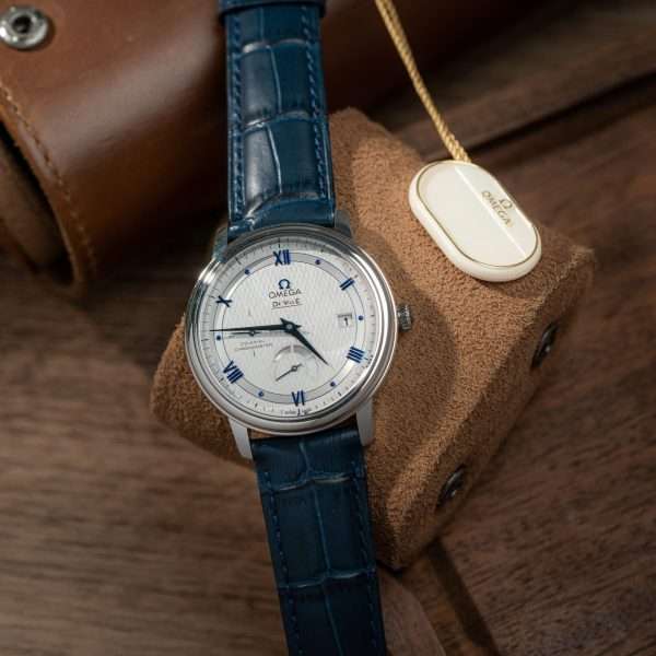 Omega De Ville Prestige Power Reserve Replica 11 Watch Blue Leather Strap 39.5mm
