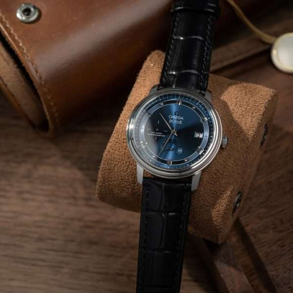 Omega De Ville Prestige Power Reserve Replica Watch Dial Blue Leather Strap 39.5mm