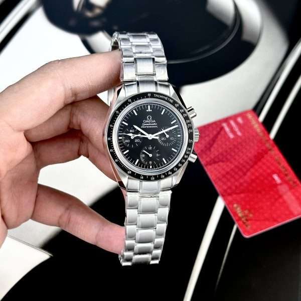 Omega Replica Watch Speedmaster Moonwatch Black Dial Metal Wire 42mm